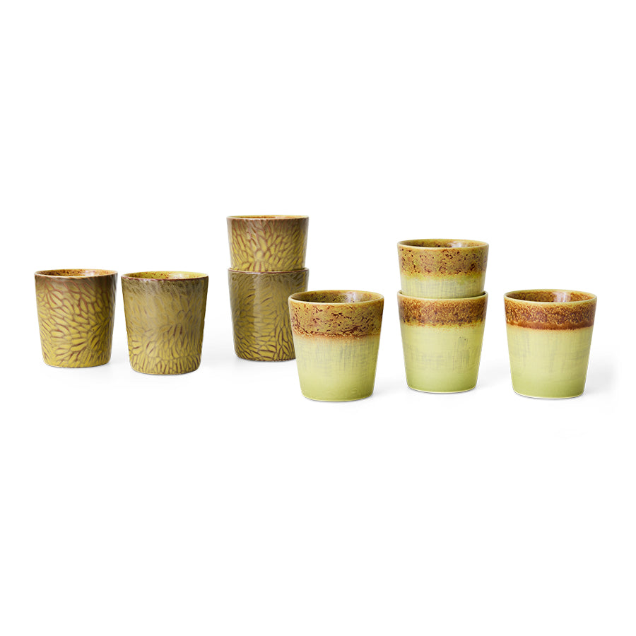 HKLIVING 70s ceramics: Van Gogh coffee mugs sunflowers, set of 2