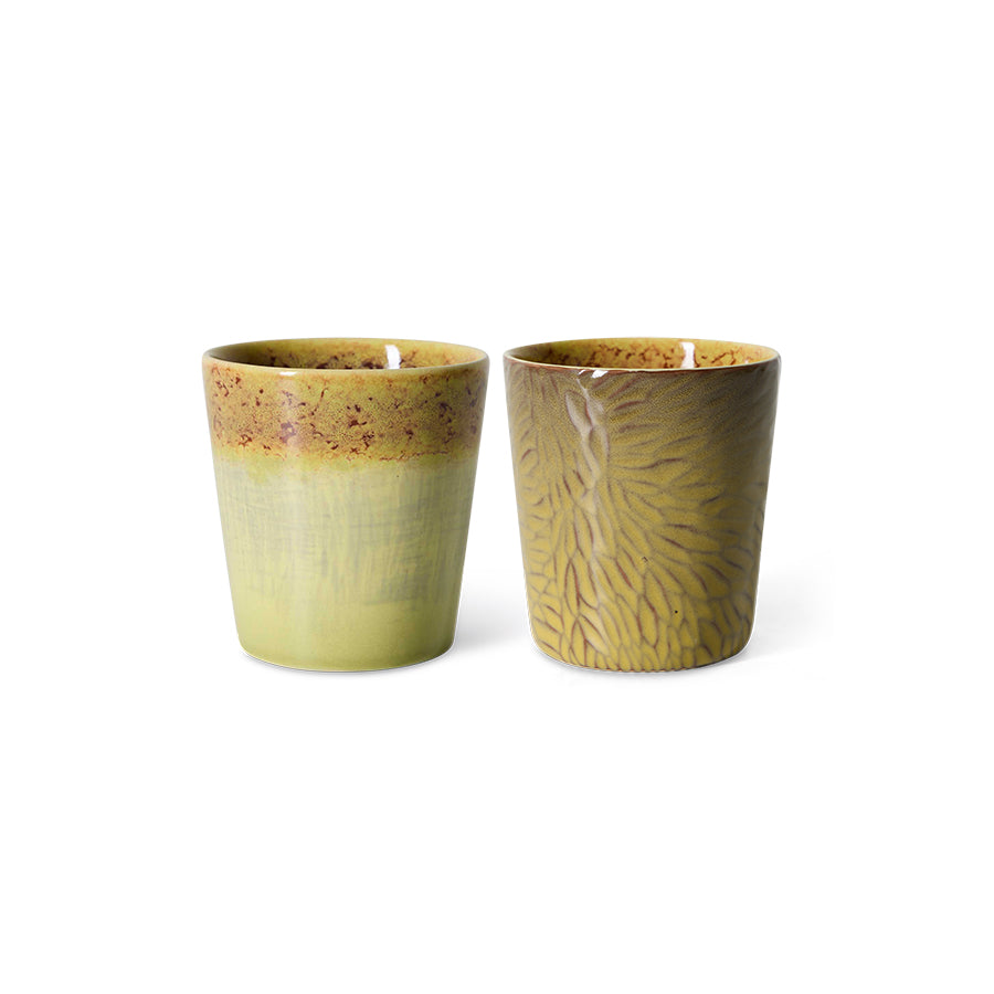 HKLIVING 70s ceramics: Van Gogh coffee mugs sunflowers, set of 2