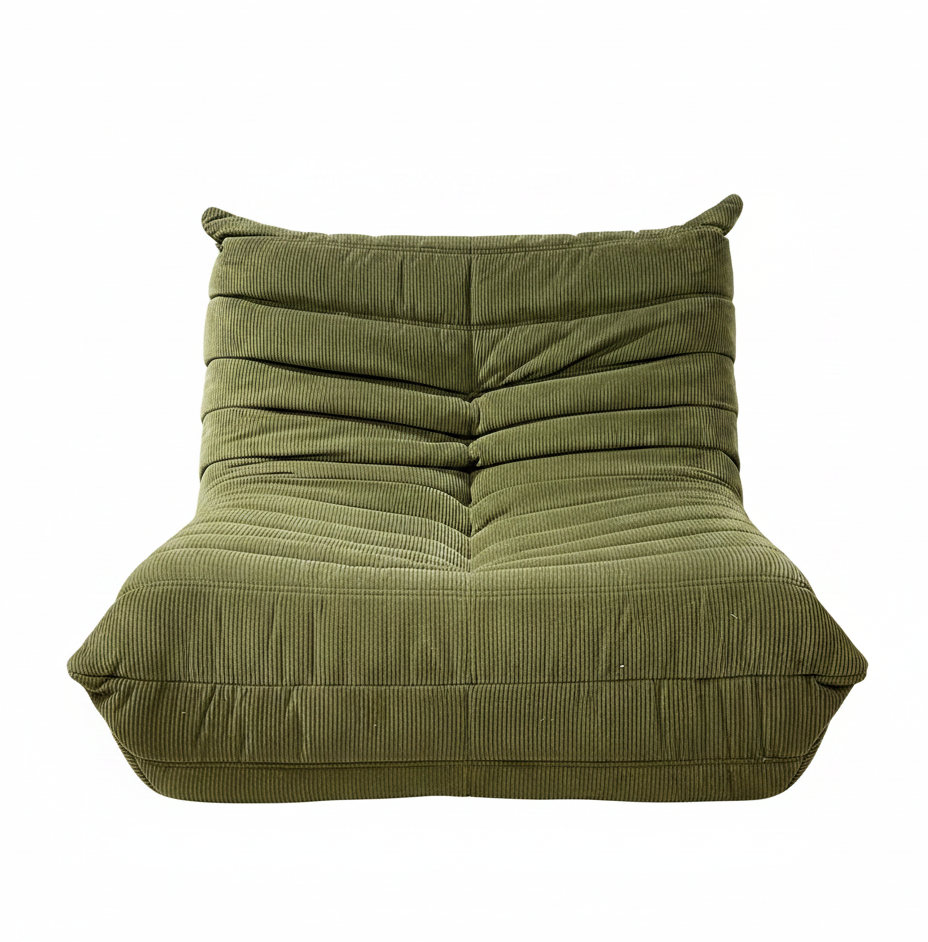 Togo Style Sofa Army Green Corduroy