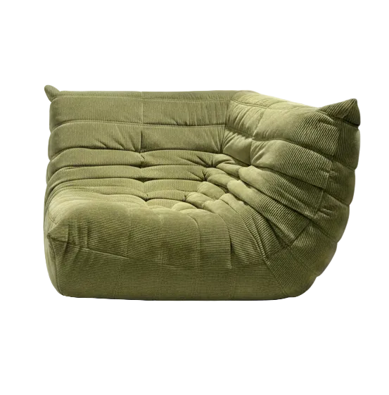 Togo Style Sofa Army Green Corduroy Corner