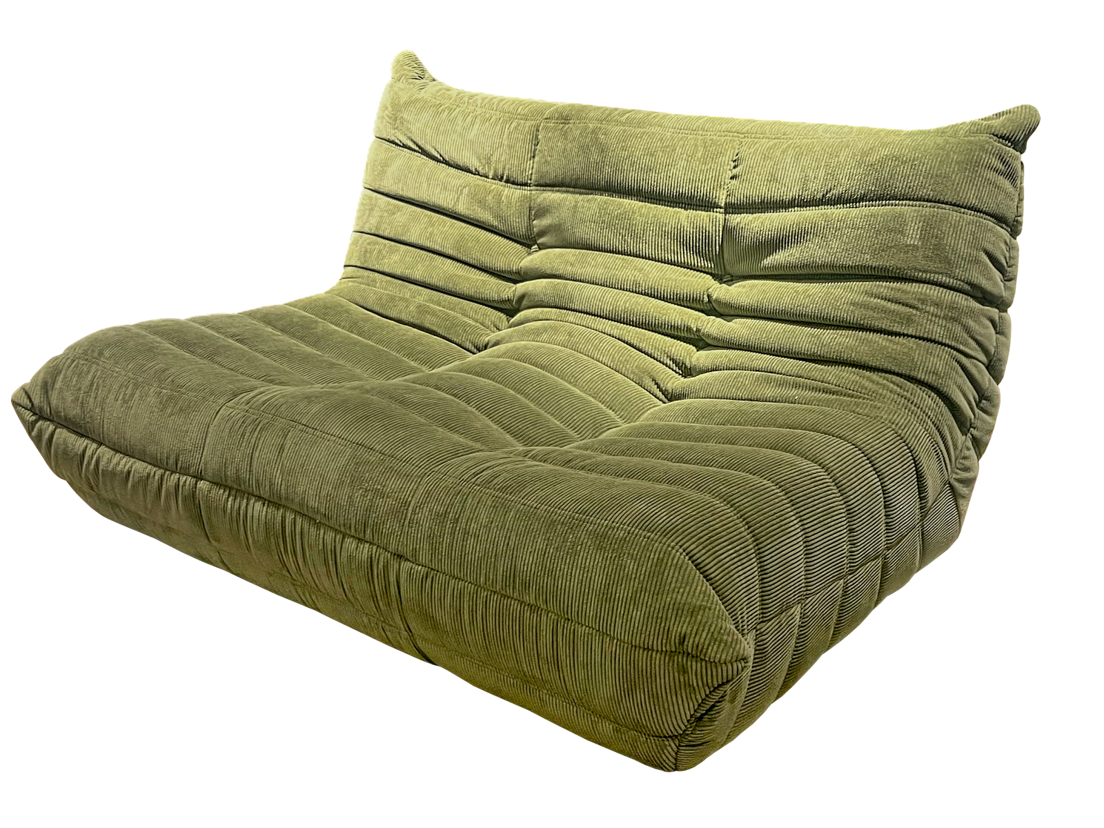 Togo Style Sofa Army Green Corduroy 2 Seater