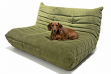 Togo Style Sofa Army Green Corduroy 2 Seater