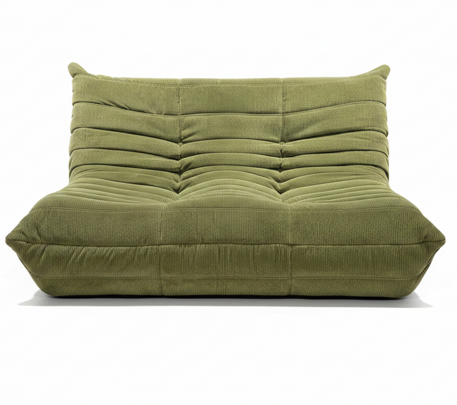 Togo Style Sofa Army Green Corduroy 2 Seater