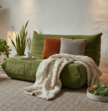Togo Style Sofa Army Green Corduroy 2 Seater