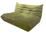 Togo Style Sofa Army Green Corduroy 2 Seater