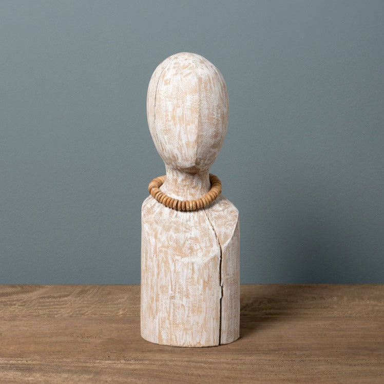 Small Female Bust Log With Necklace