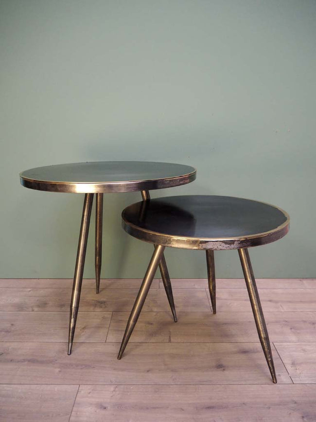 Gold Edge Metal Side Tables set of 2