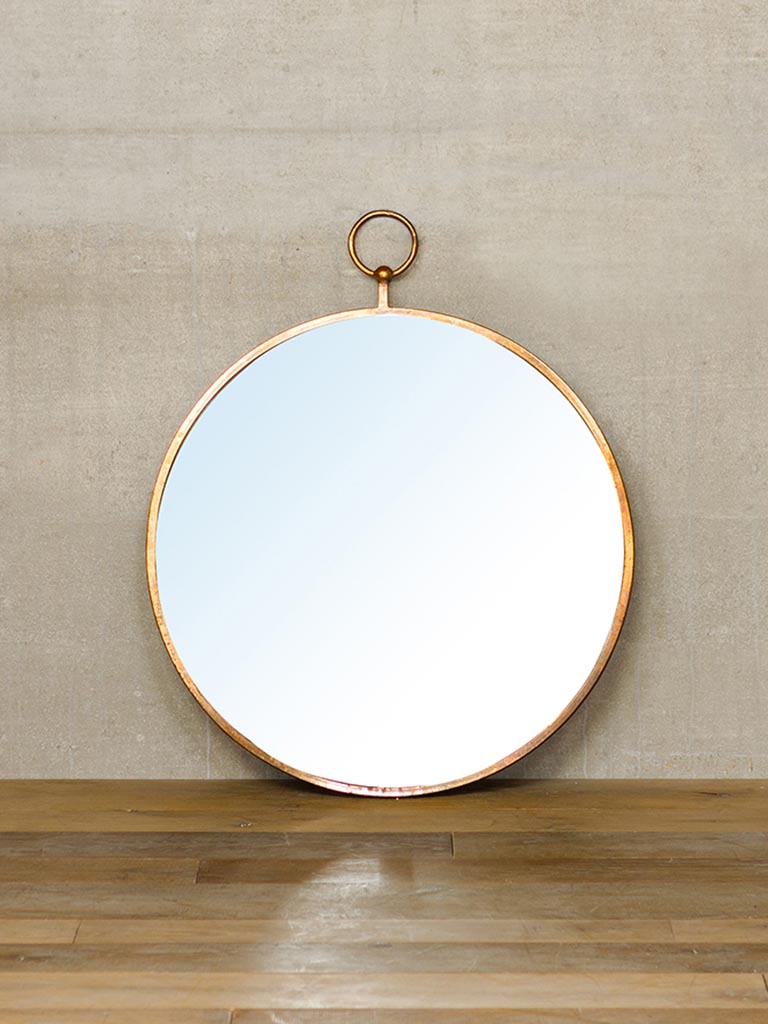 Fob Round Mirror Copper Patina 77cm