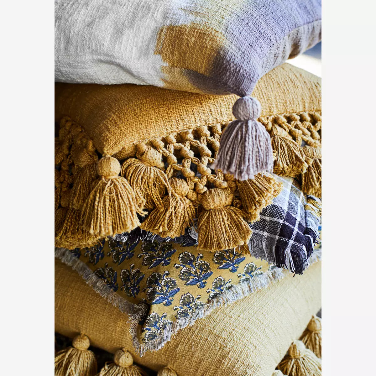 Cushion With Tassels Mustard