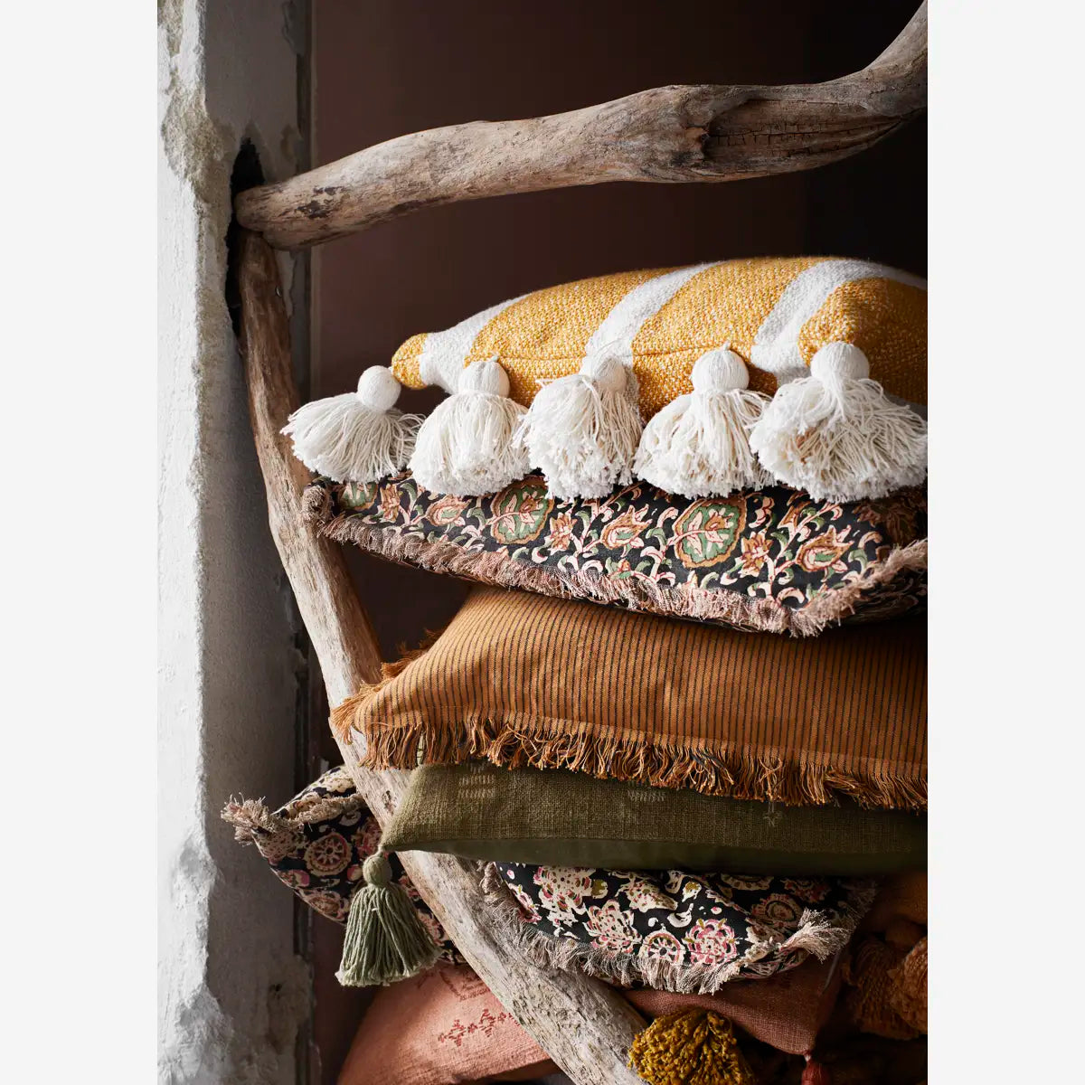 Striped Cushion With Fringes