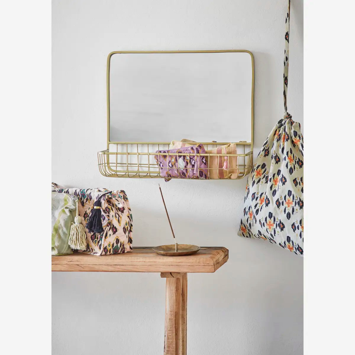 Mirror with Iron Shelf