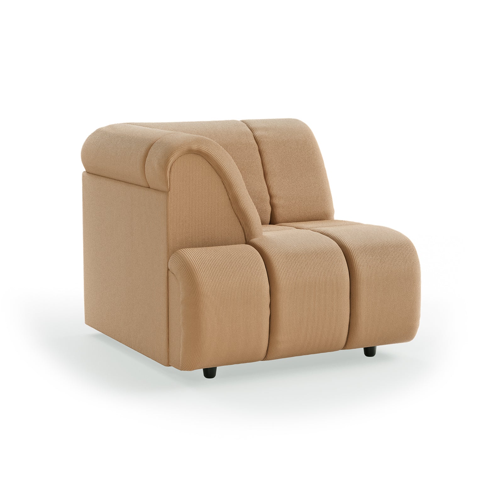 HKLIVING Wave Couch: Element Left High Arm Corduroy Rib, Brown