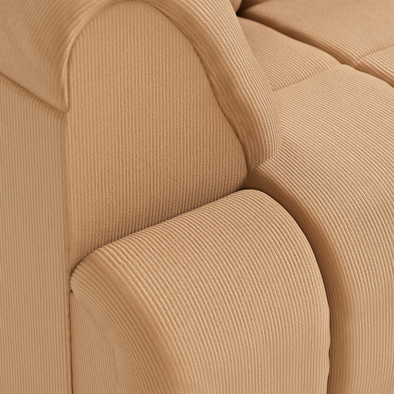 HKLIVING Wave Couch: Element Left High Arm Corduroy Rib, Brown