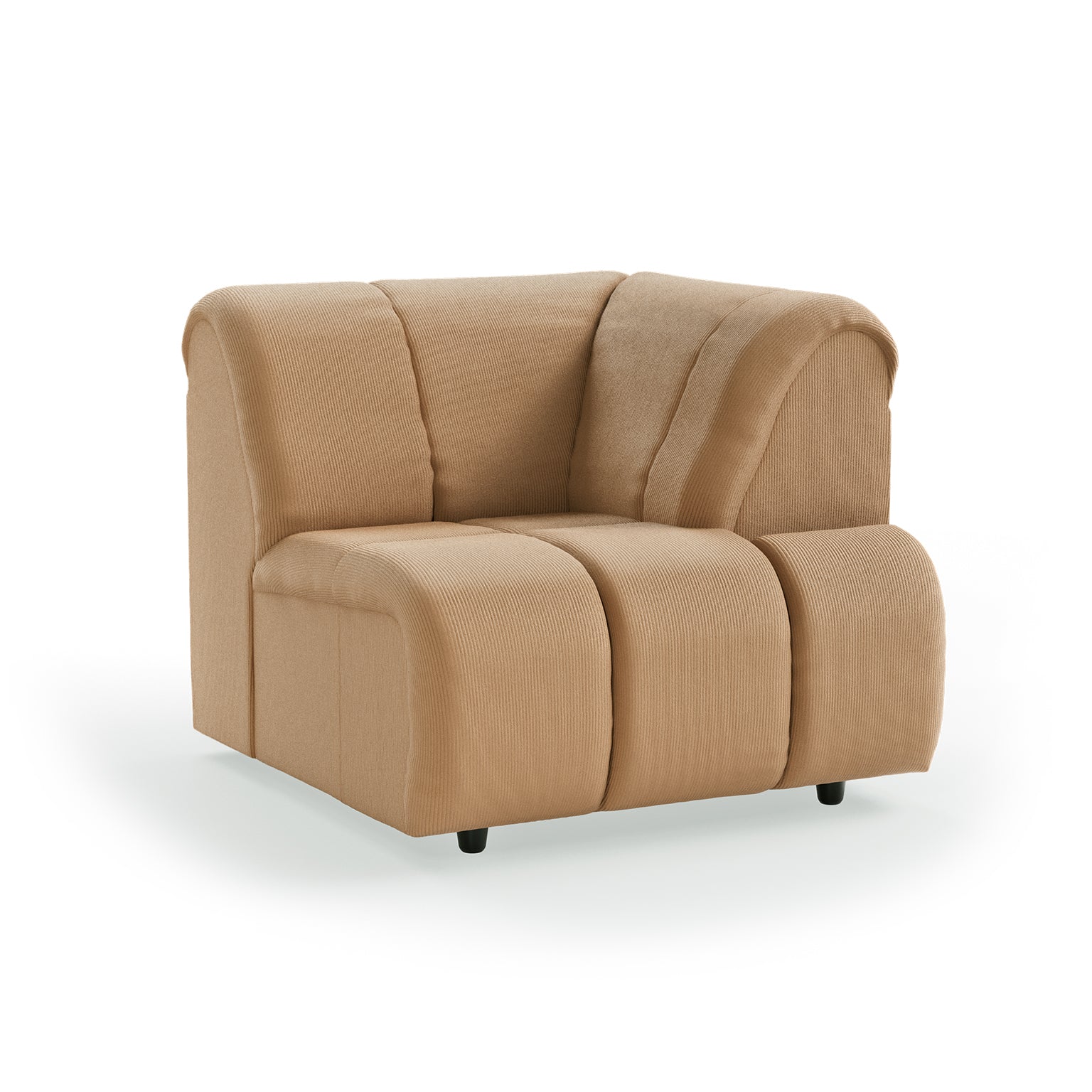 HKLIVING Wave Couch: Element Right High Arm Corduroy Rib, Brown