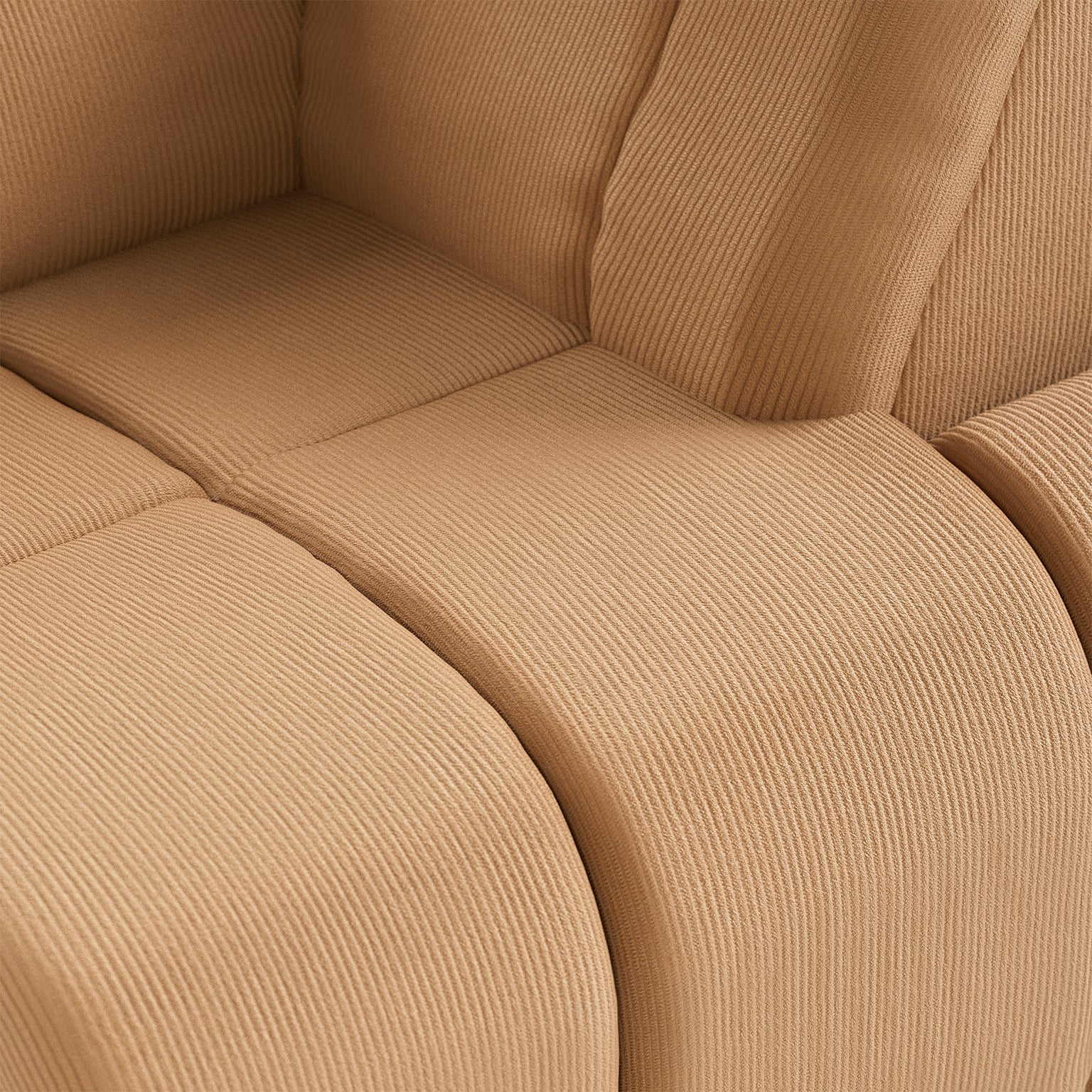 HKLIVING Wave Couch: Element Right High Arm Corduroy Rib, Brown