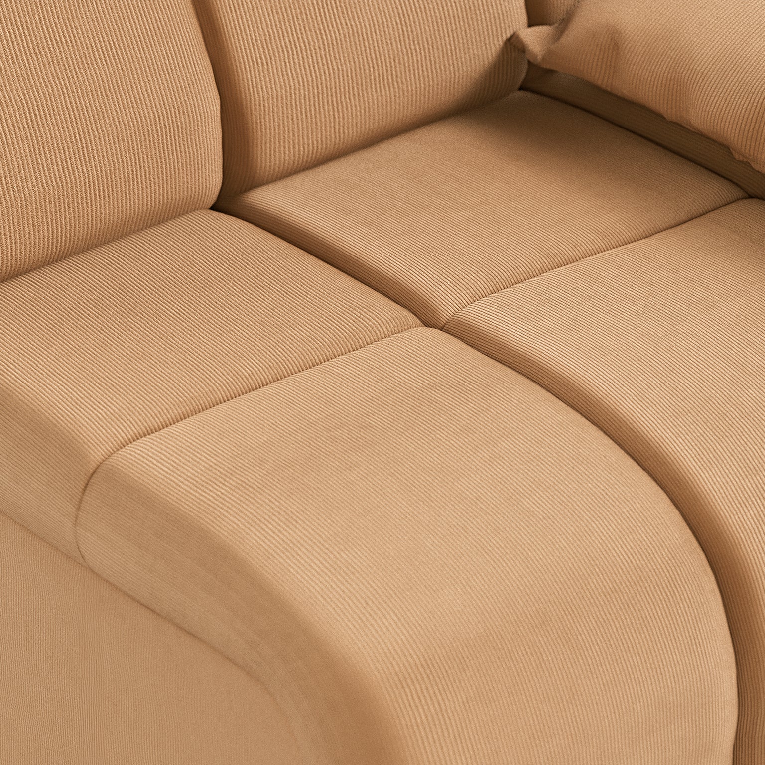 HKLIVING Wave Couch: Element Right Low Arm Corduroy Rib, Brown