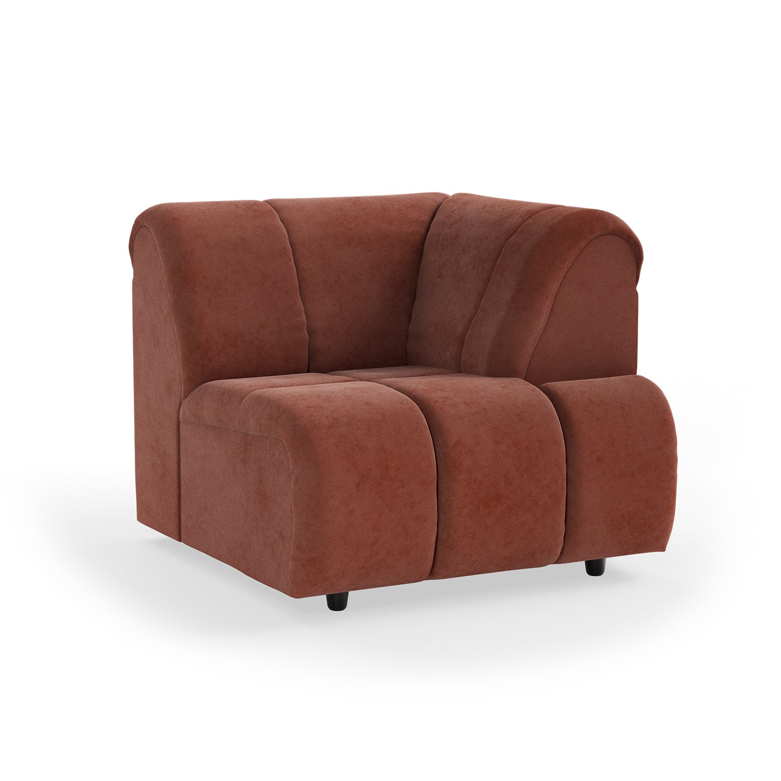 HKLIVING Wave Couch: Element Right High Arm Royal Velvet Magnolia