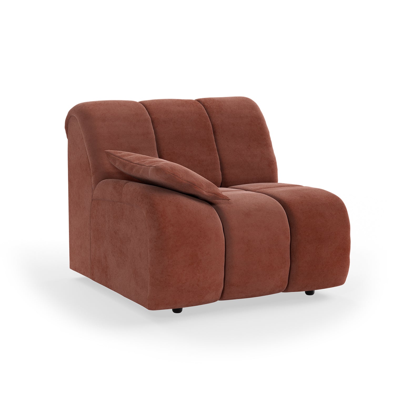 HKLIVING Wave Couch: Element Left Low Arm Royal Velvet Magnolia
