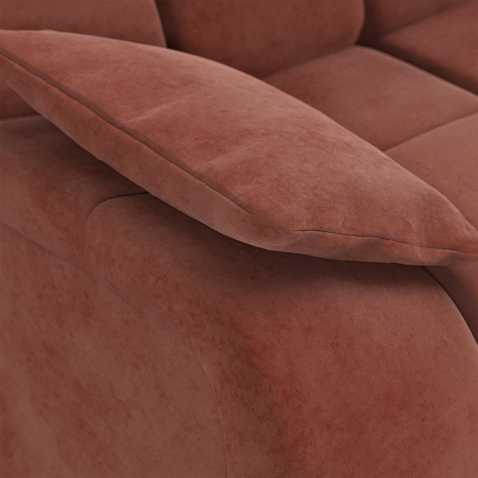 HKLIVING Wave Couch: Element Left Low Arm Royal Velvet Magnolia