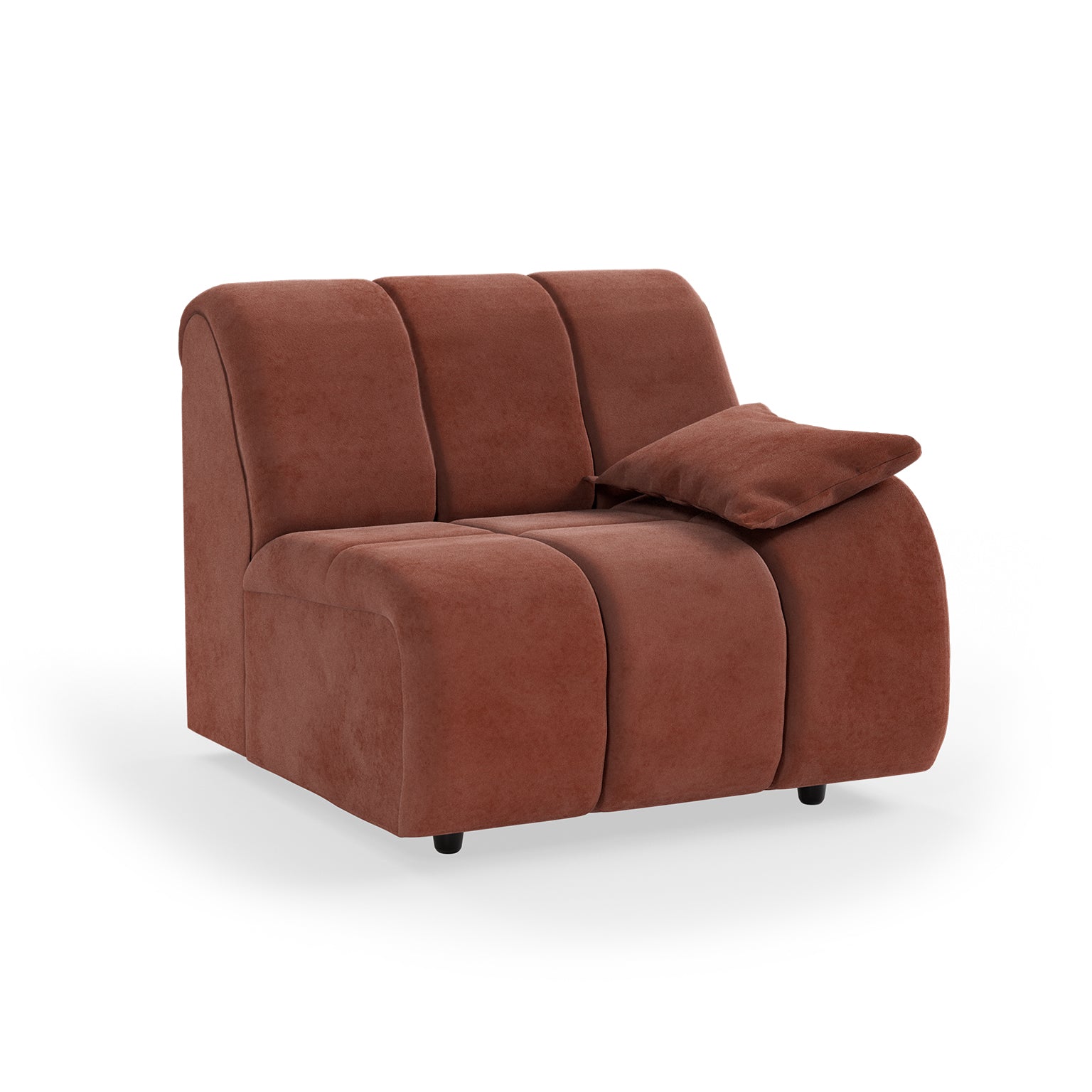 HKLIVING Wave Couch: Element Right Low Arm Royal Velvet Magnolia