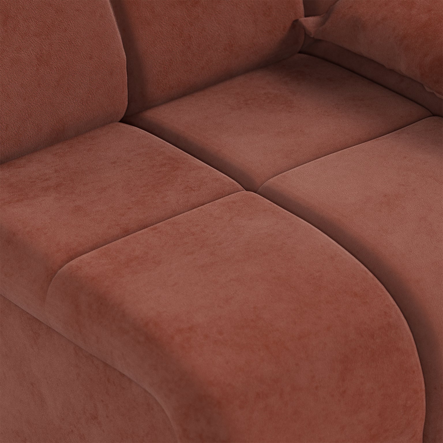 HKLIVING Wave Couch: Element Right Low Arm Royal Velvet Magnolia