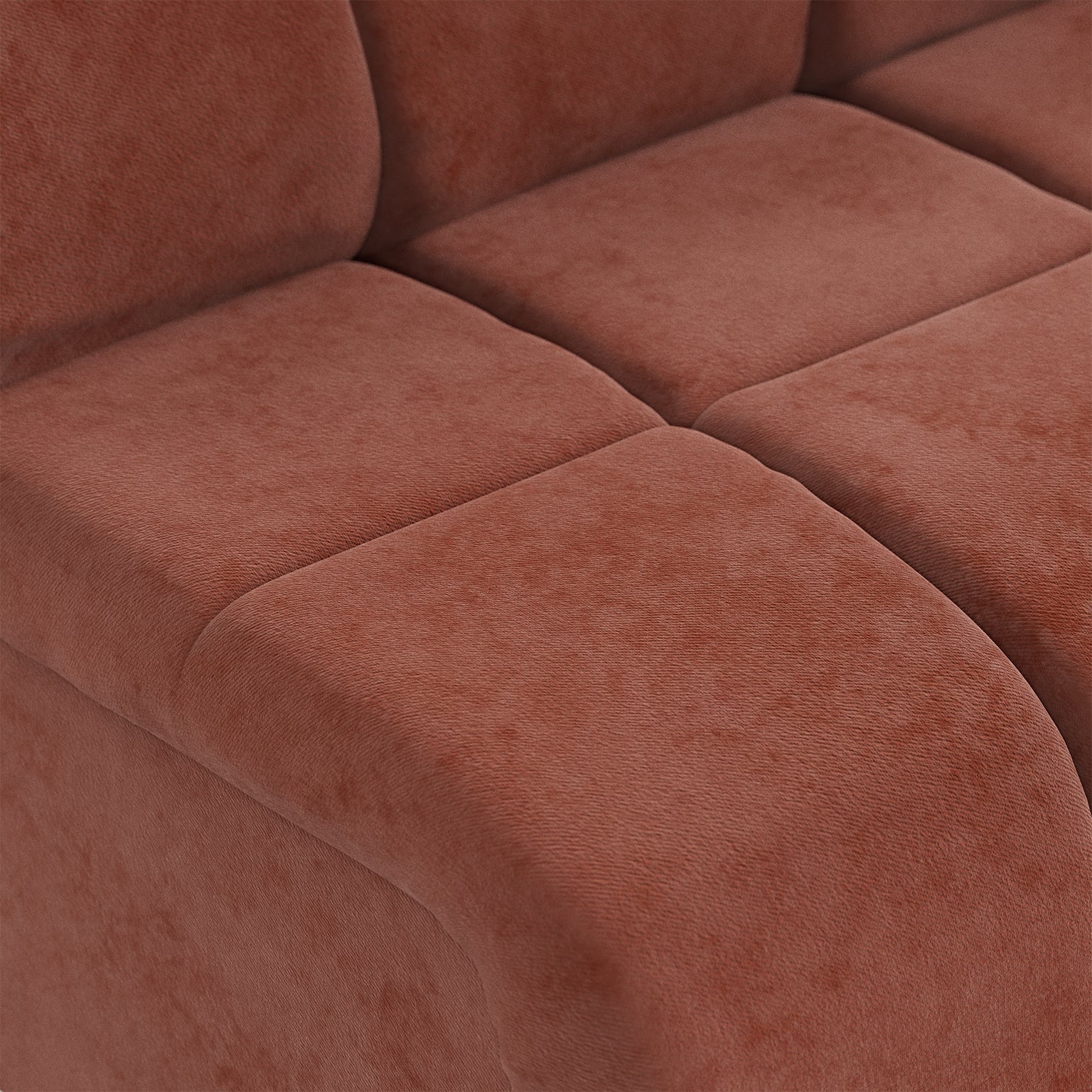HKLIVING Wave Couch: Element Middle Royal Velvet Magnolia