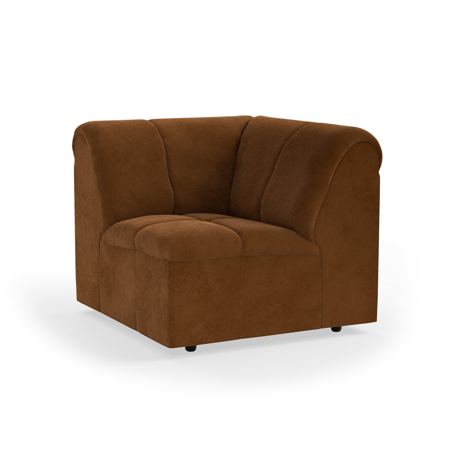 HKLIVING Wave Couch: Element Corner Royal Velvet, Caramel