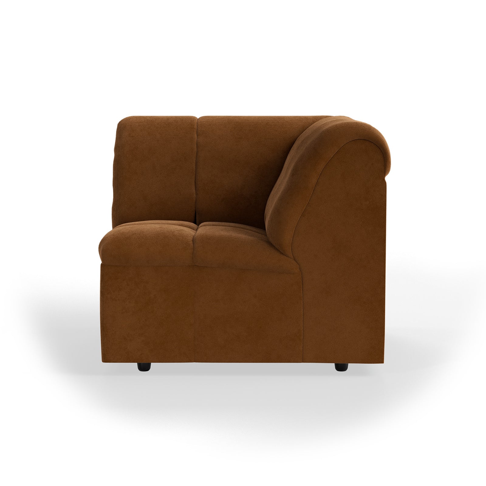 HKLIVING Wave Couch: Element Corner Royal Velvet, Caramel