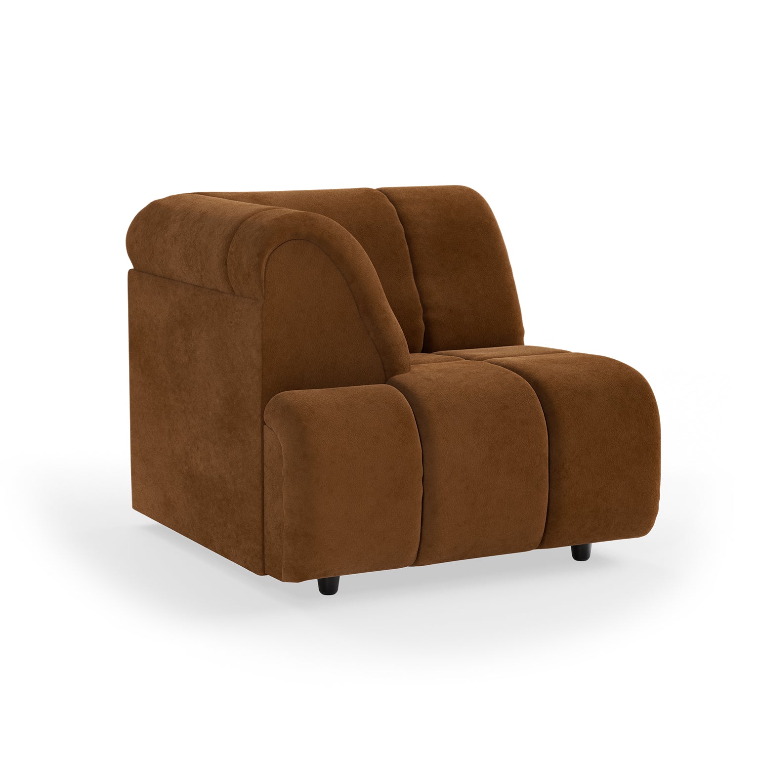HKLIVING Wave Couch: Element Left High Arm Royal Velvet, Caramel