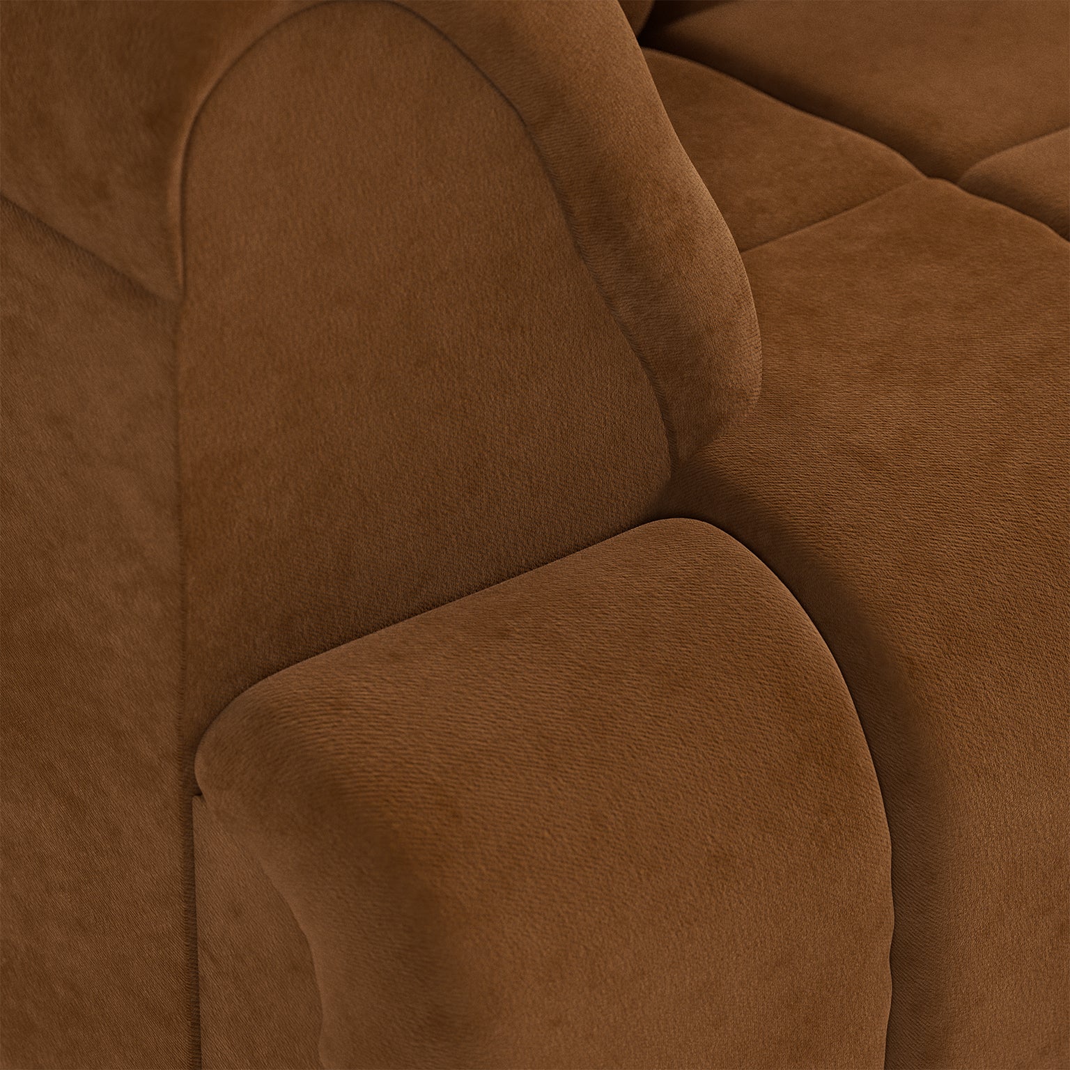 HKLIVING Wave Couch: Element Left High Arm Royal Velvet, Caramel