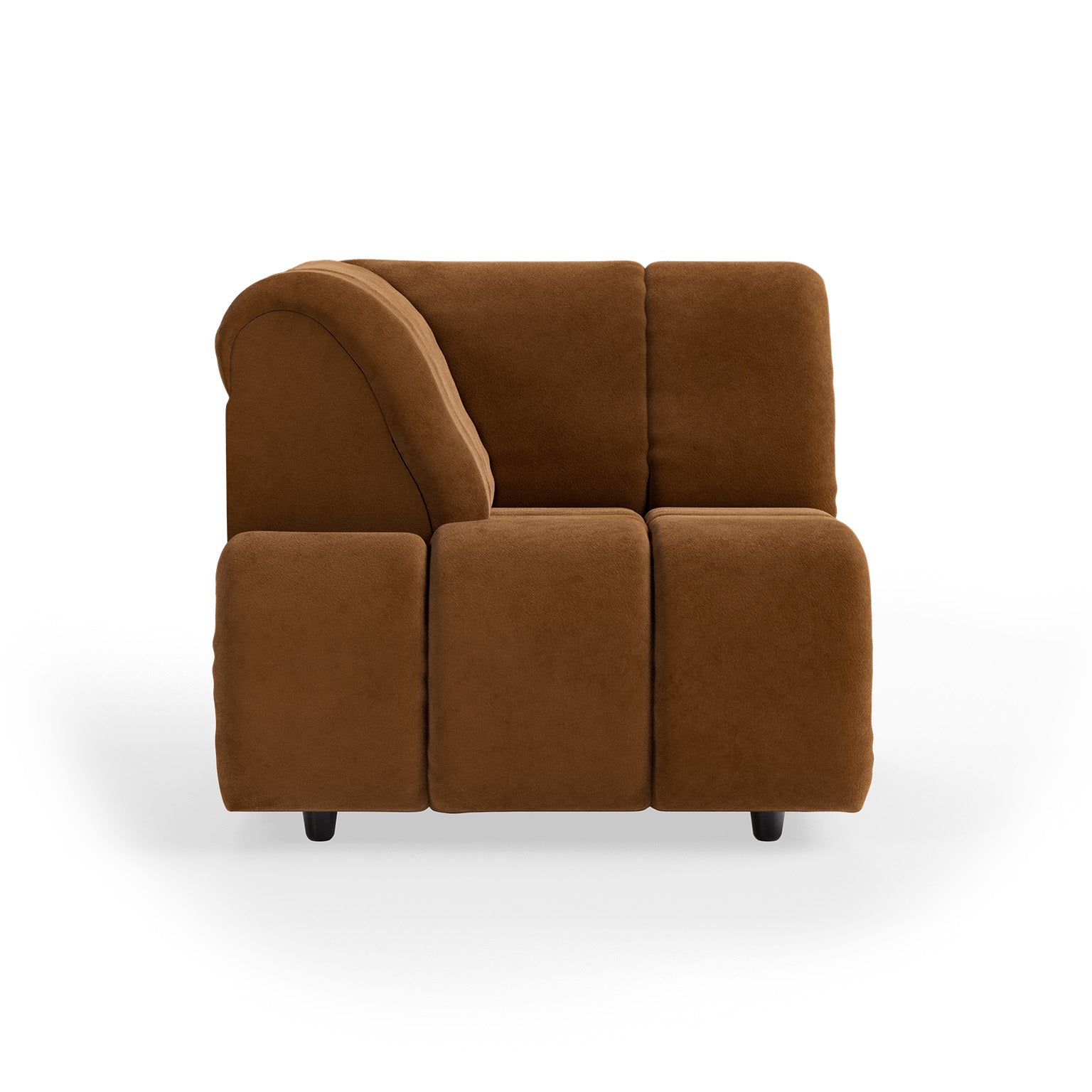 HKLIVING Wave Couch: Element Left High Arm Royal Velvet, Caramel