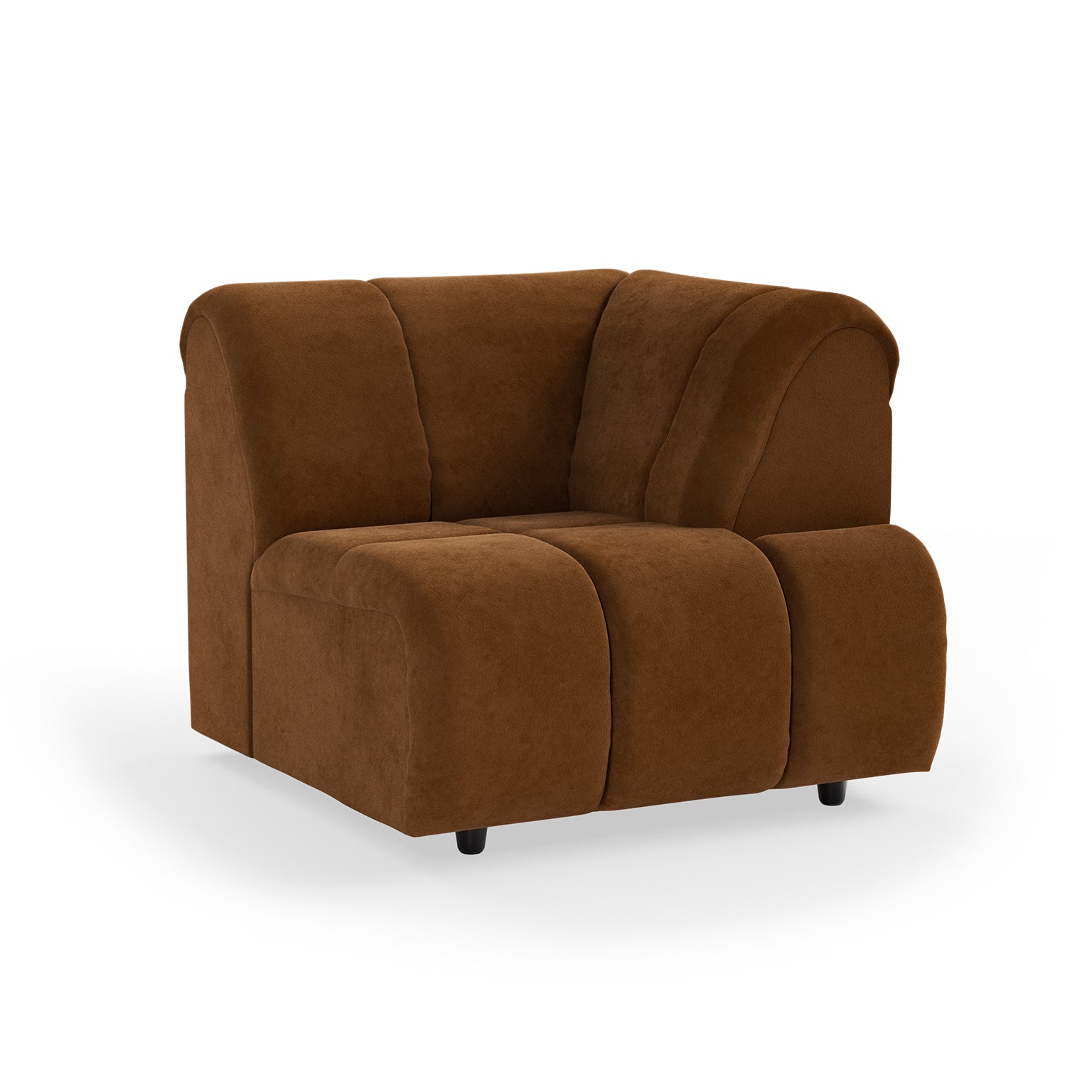 HKLIVING Wave Couch: Element Right High Arm Royal Velvet, Caramel