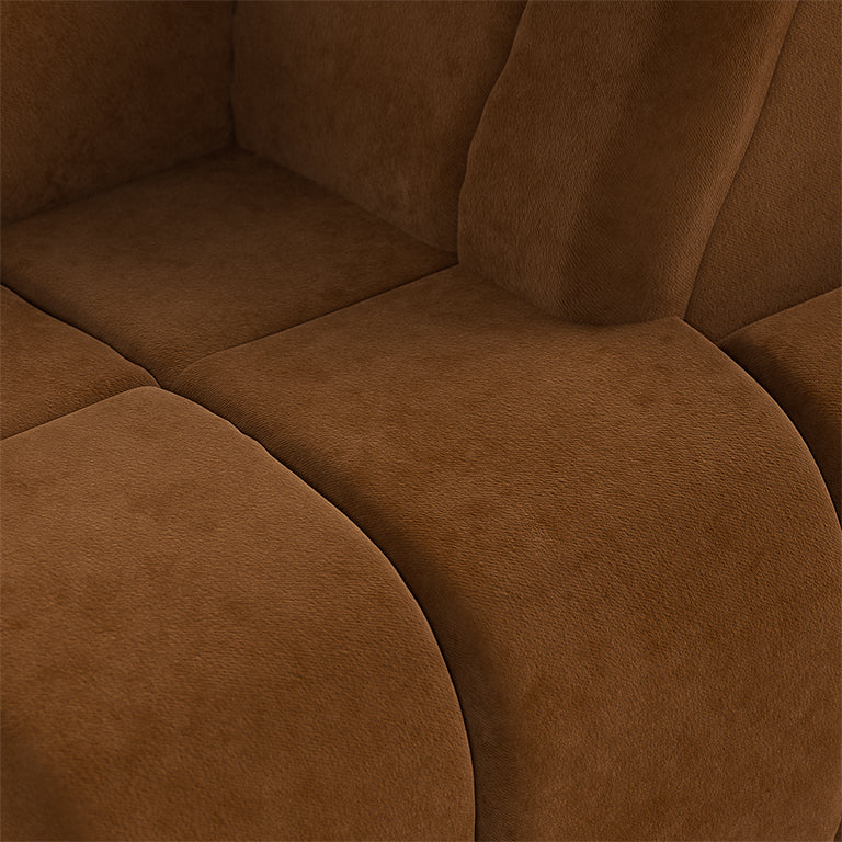HKLIVING Wave Couch: Element Right High Arm Royal Velvet, Caramel