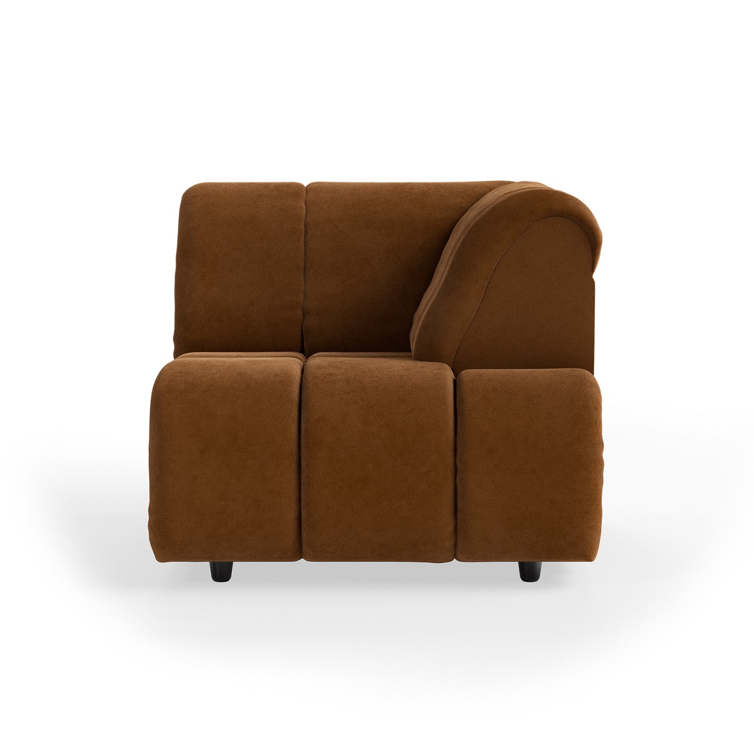 HKLIVING Wave Couch: Element Right High Arm Royal Velvet, Caramel