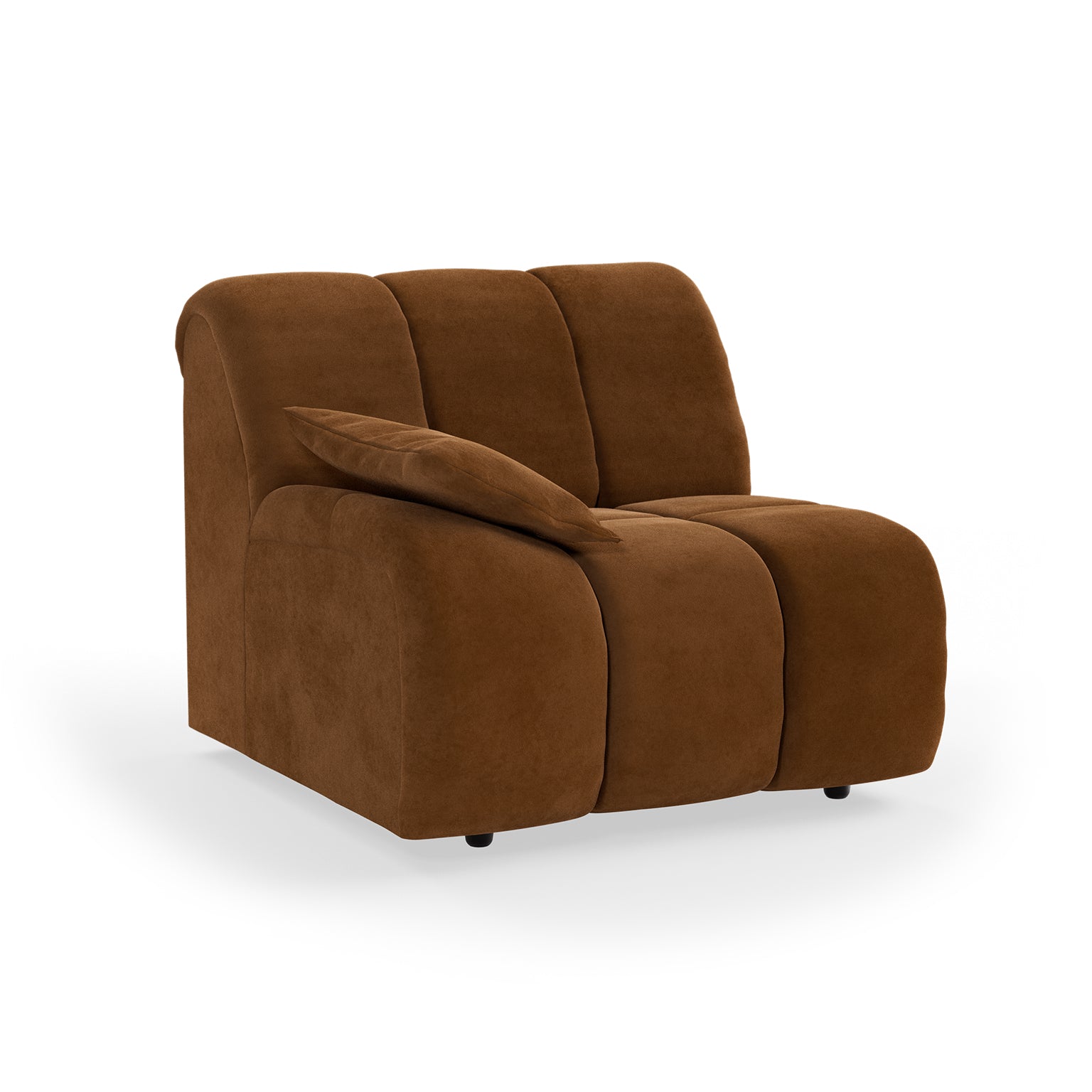 HKLIVING Wave Couch: Element Left Low Arm Royal Velvet, Caramel