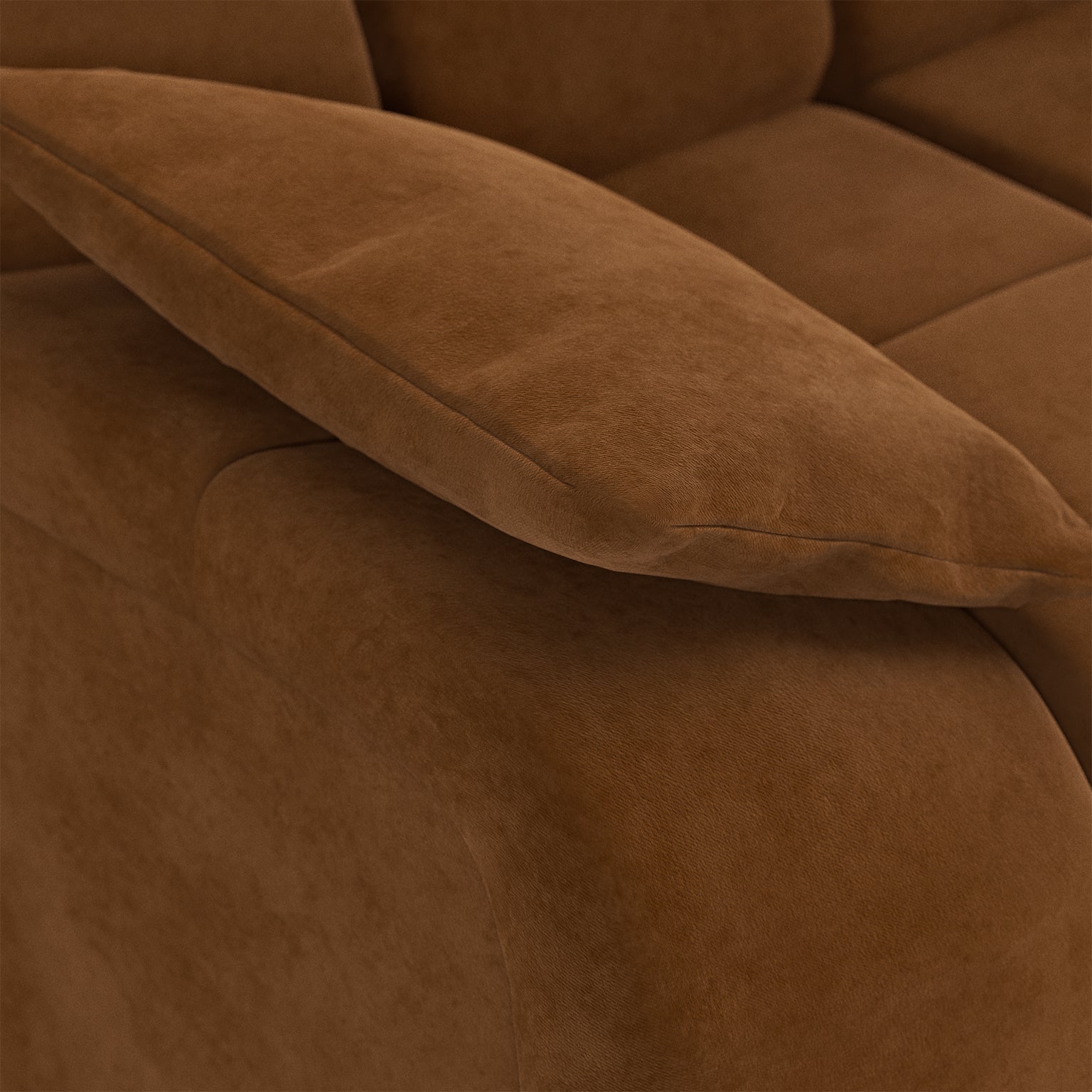 HKLIVING Wave Couch: Element Left Low Arm Royal Velvet, Caramel