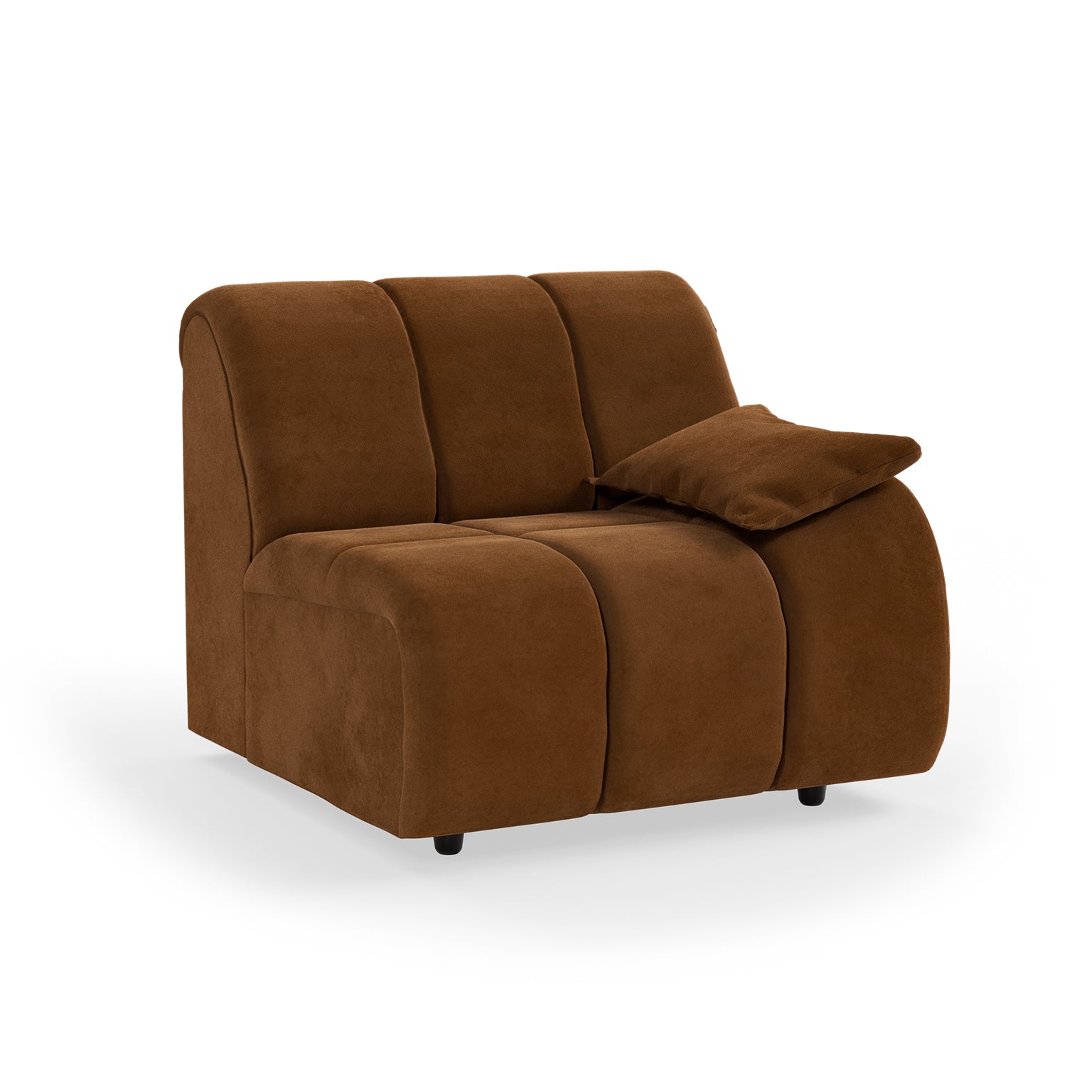 HKLIVING Wave Couch: Element Right Low Arm Royal Velvet, Caramel