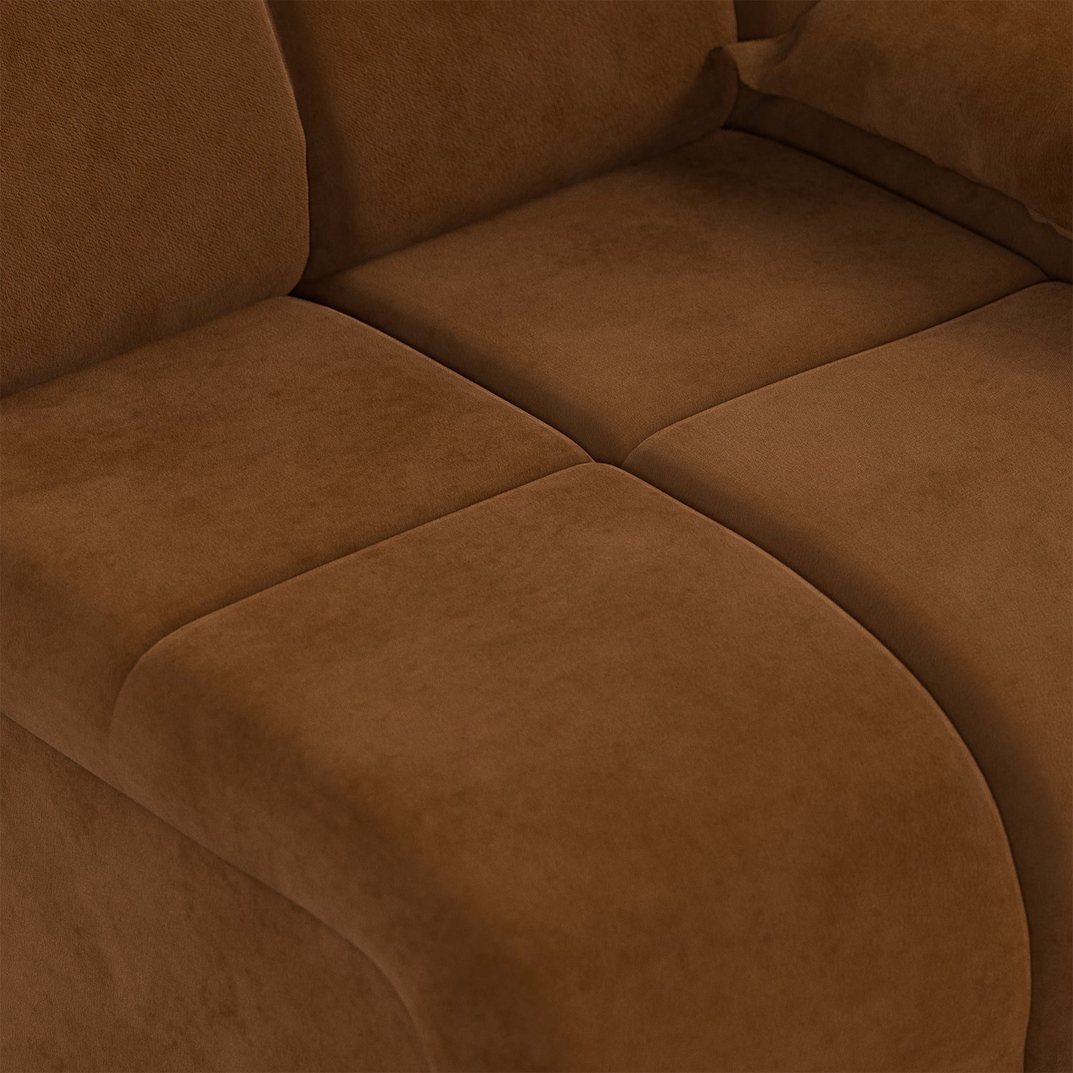 HKLIVING Wave Couch: Element Right Low Arm Royal Velvet, Caramel