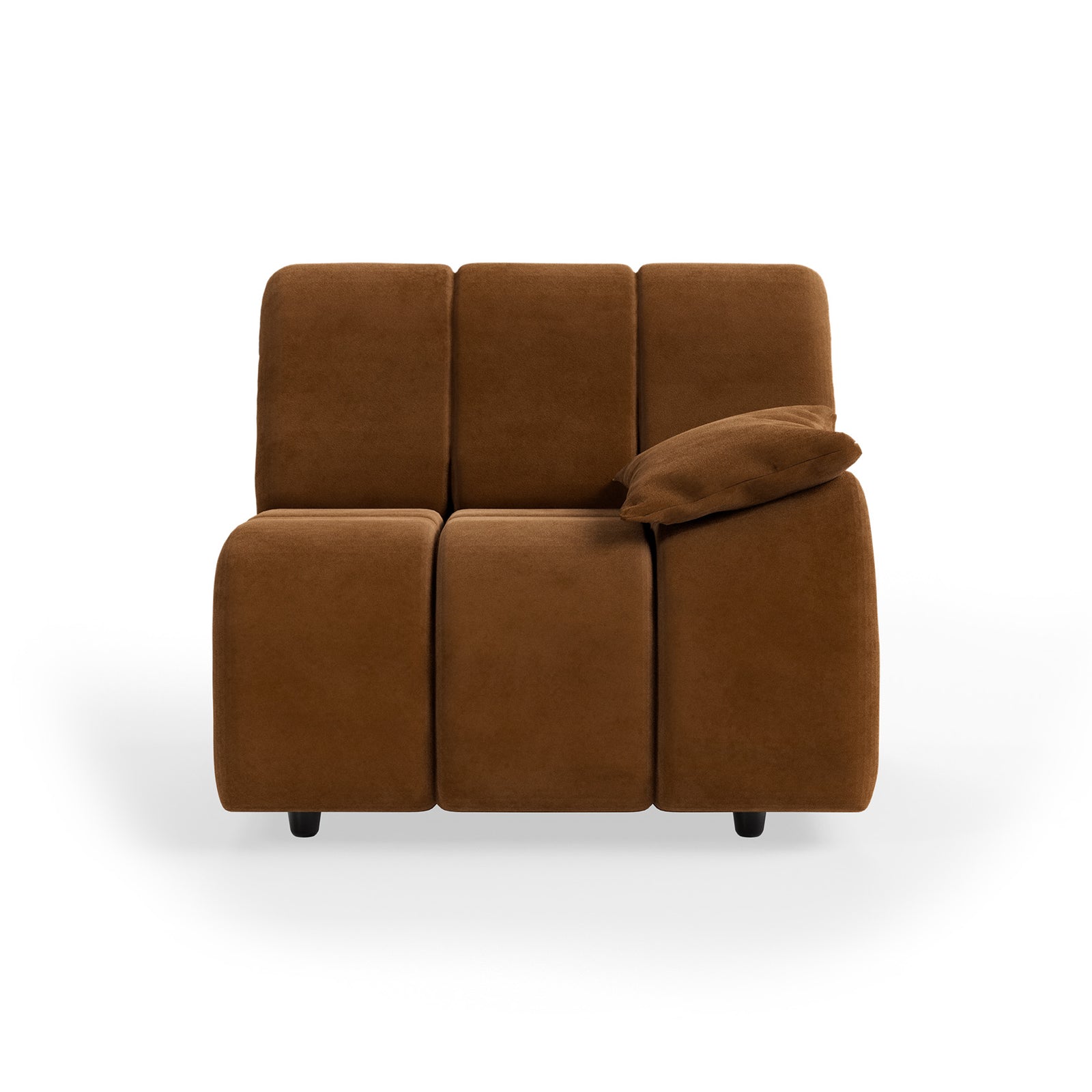 HKLIVING Wave Couch: Element Right Low Arm Royal Velvet, Caramel
