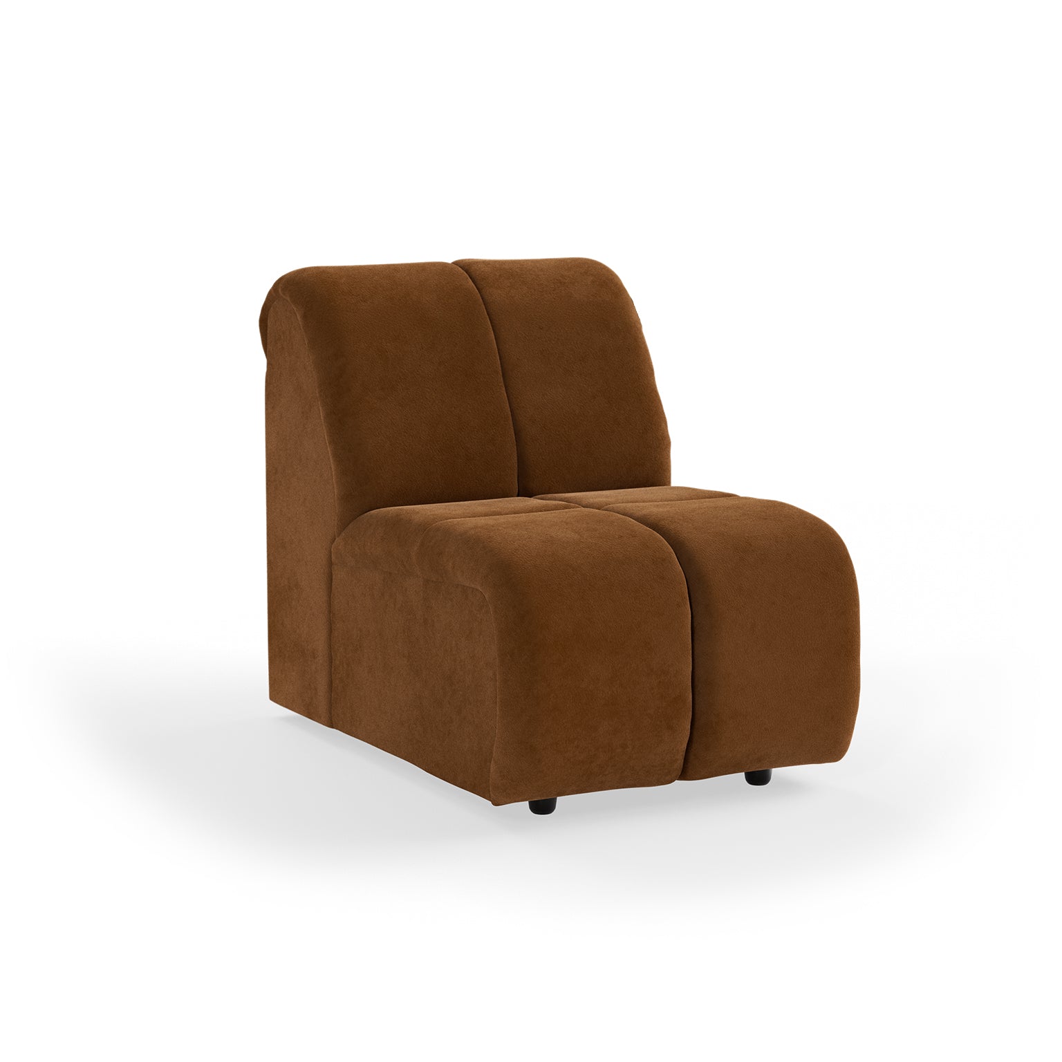 HKLIVING Wave Couch: Element Middle Small Royal Velvet, Caramel