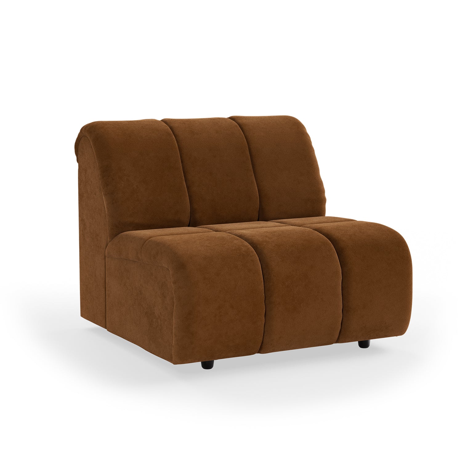 HKLIVING Wave Couch: Element Middle Royal Velvet, Caramel