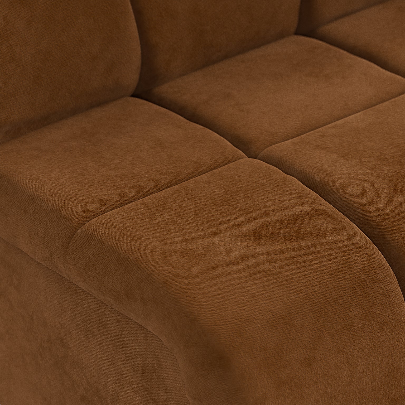 HKLIVING Wave Couch: Element Middle Royal Velvet, Caramel