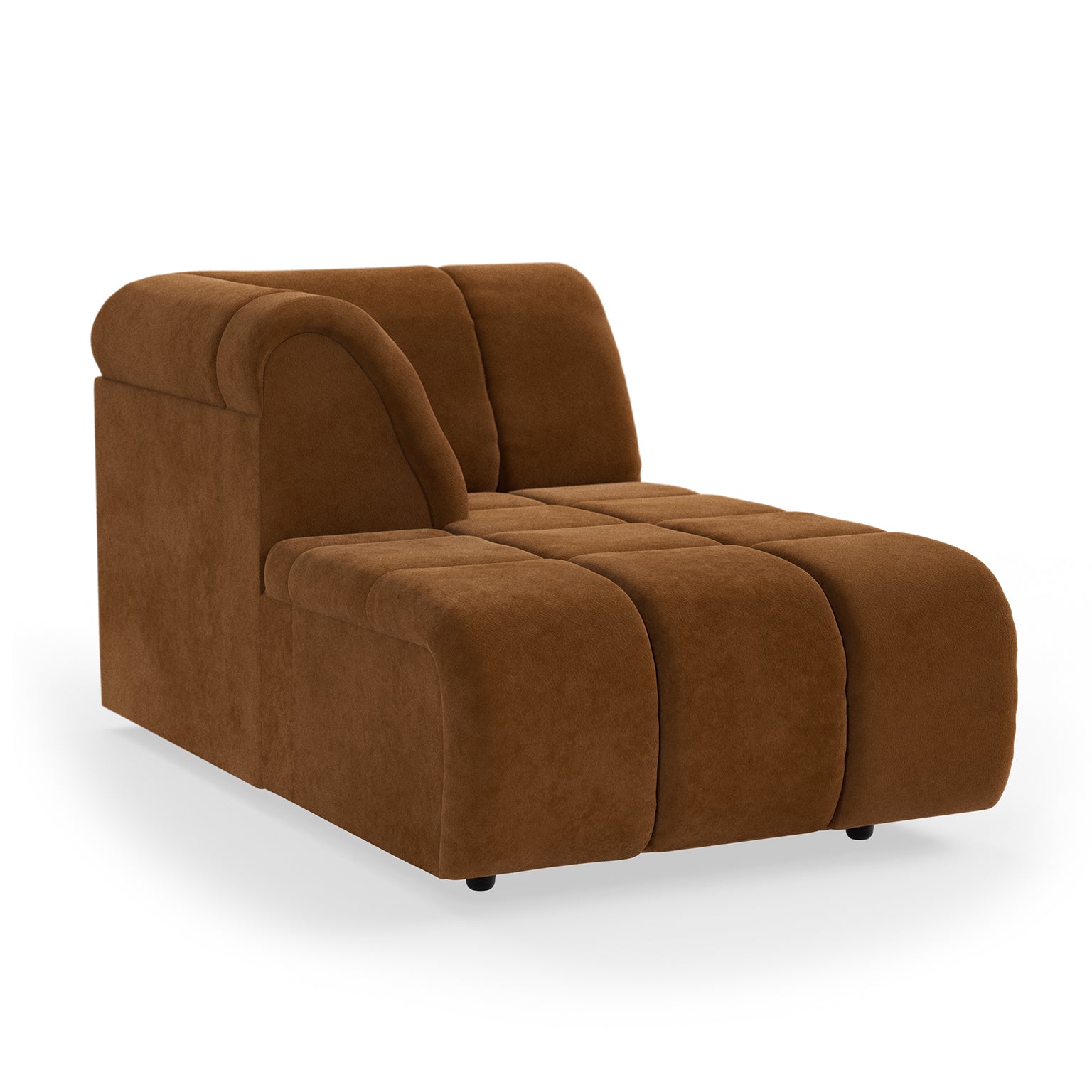 HKLIVING Wave Couch: Element Left Divan Royal Velvet, Caramel