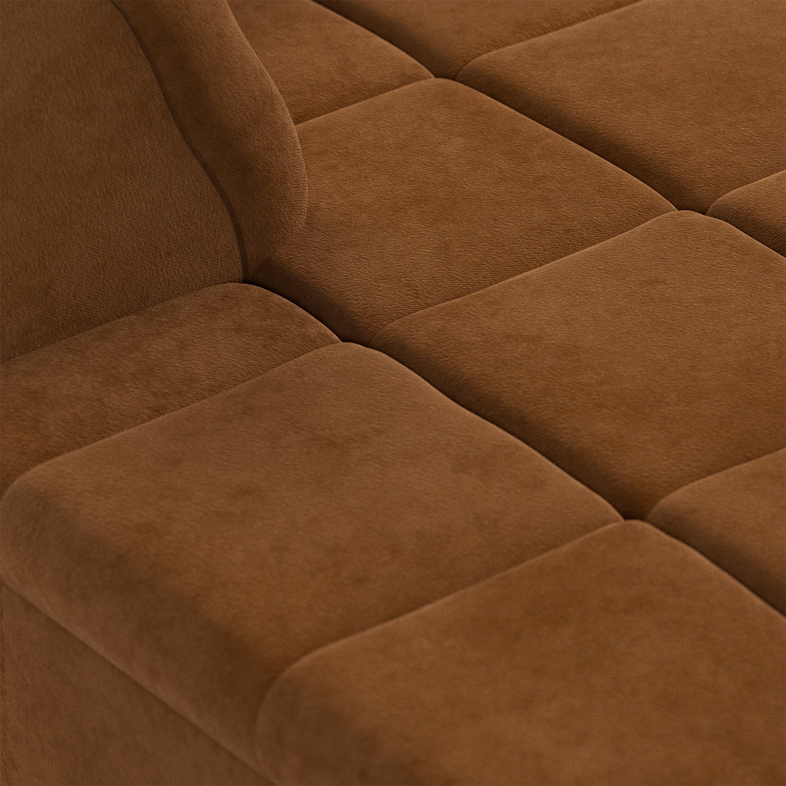 HKLIVING Wave Couch: Element Left Divan Royal Velvet, Caramel