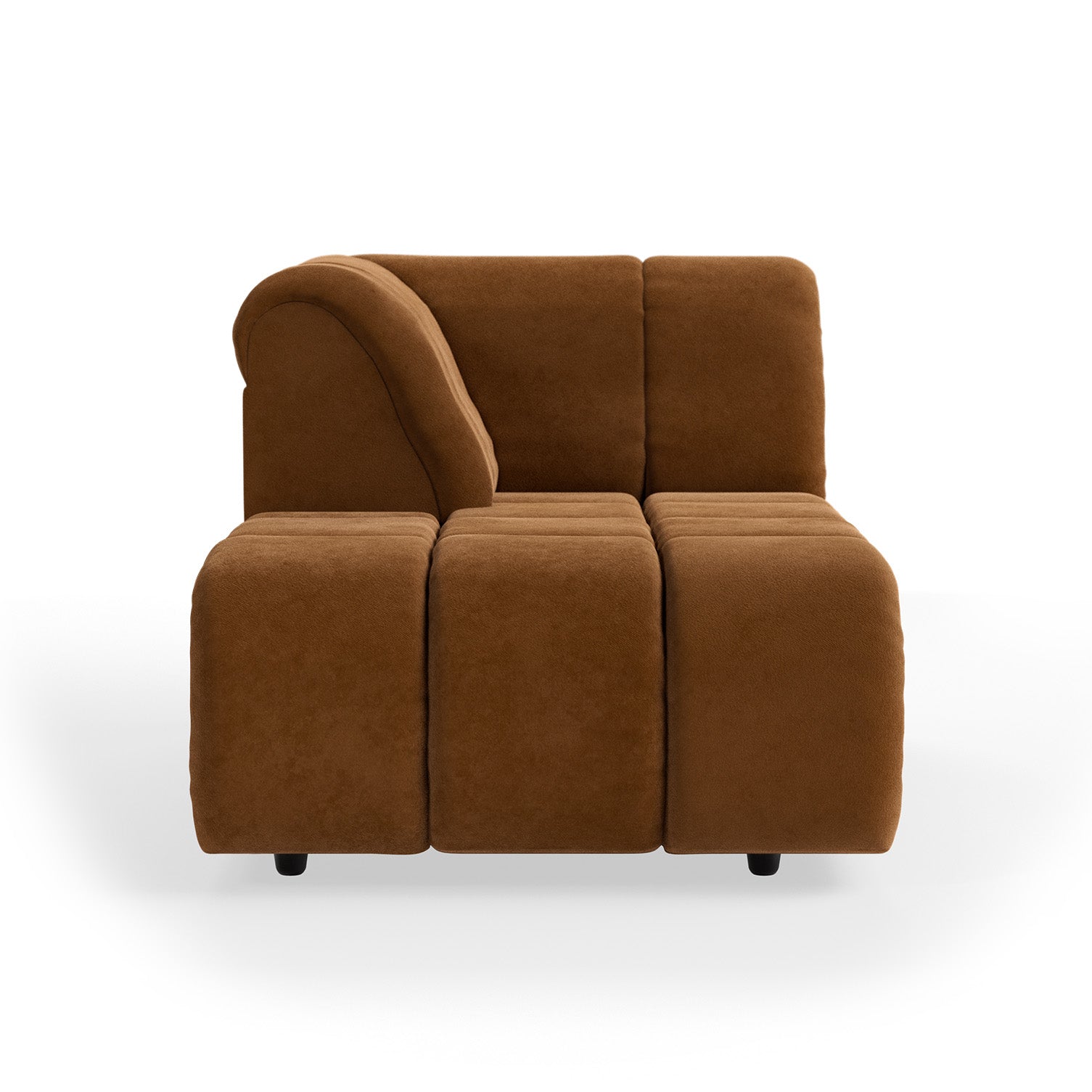 HKLIVING Wave Couch: Element Left Divan Royal Velvet, Caramel