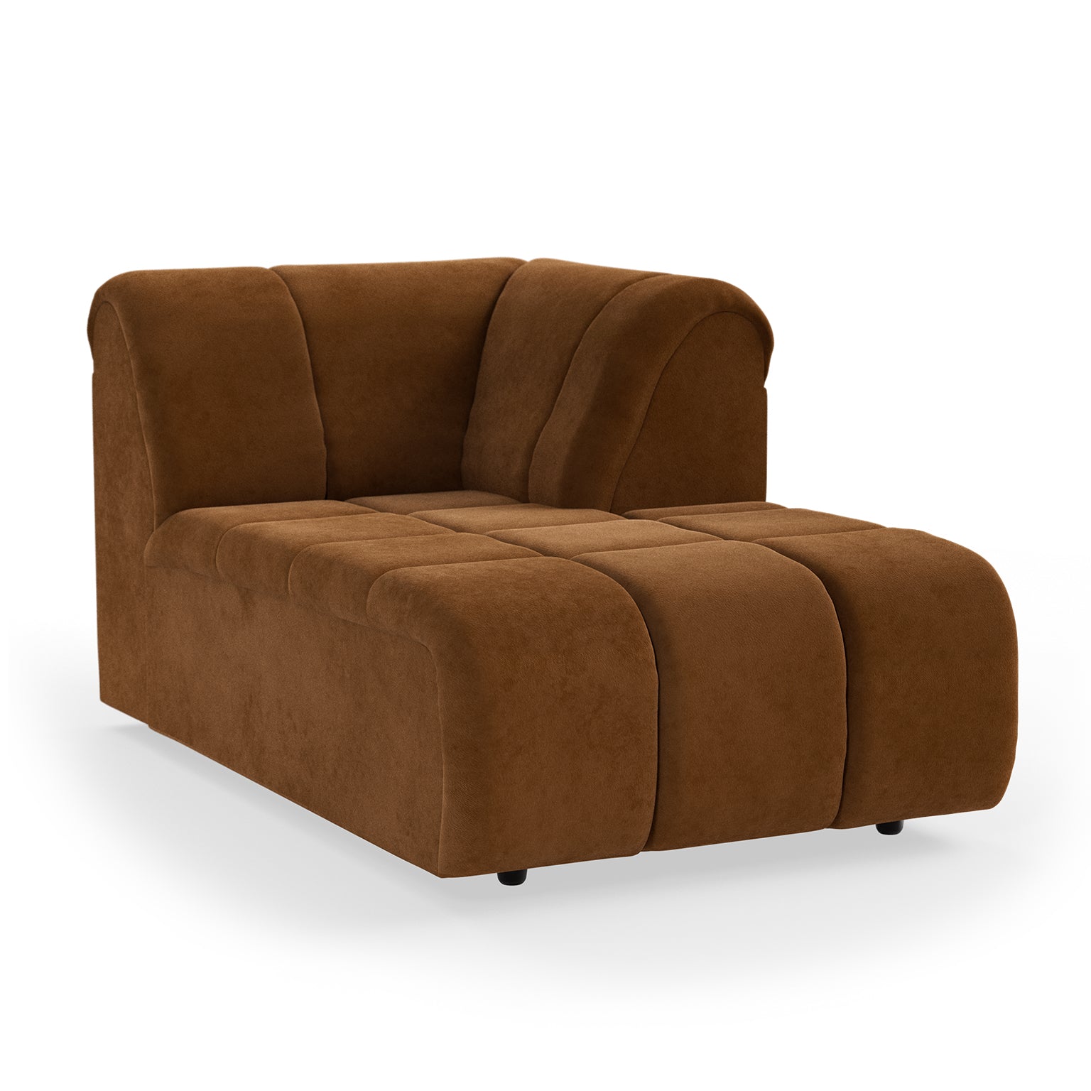 HKLIVING Wave Couch: Element Right Divan Royal Velvet, Caramel