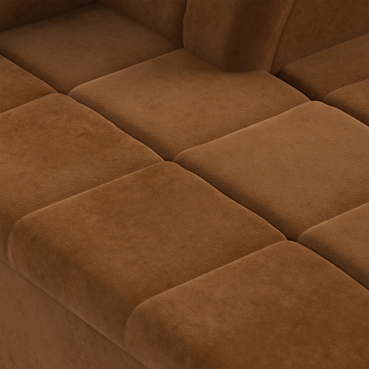 HKLIVING Wave Couch: Element Right Divan Royal Velvet, Caramel