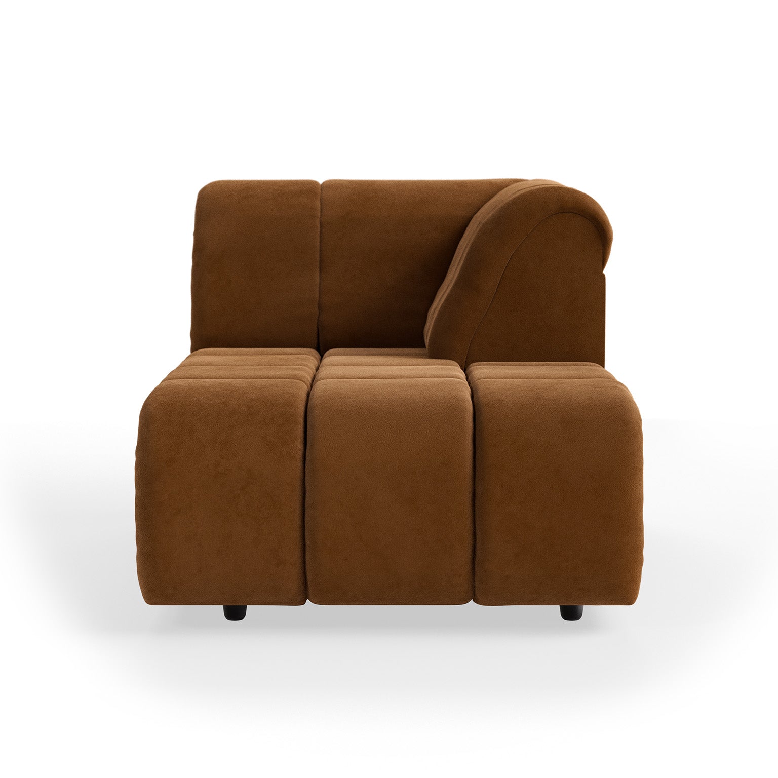HKLIVING Wave Couch: Element Right Divan Royal Velvet, Caramel