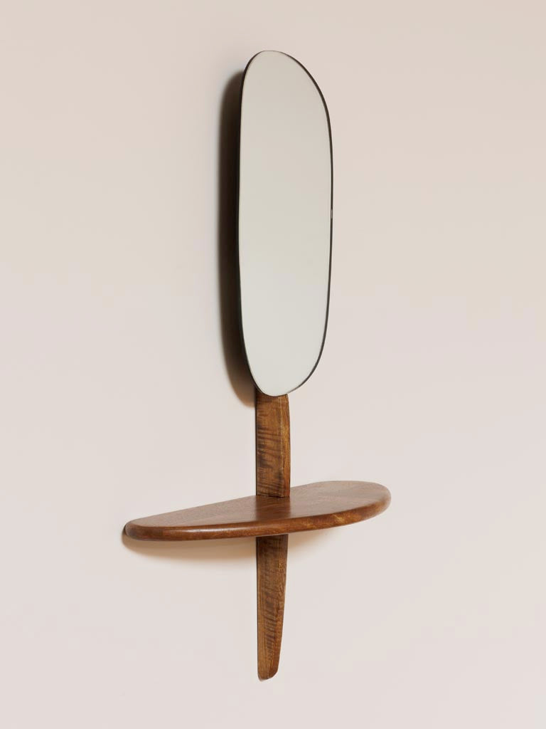 Small Abstract Mirror With Tiny Shelf