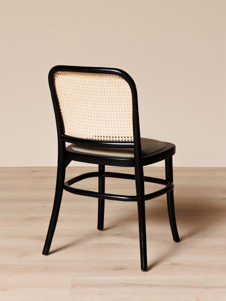 811 Hoffmann Style Chair with Cane Backrest Black / Padded Seat